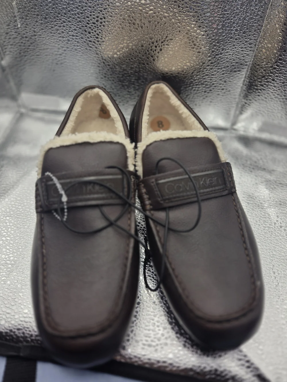 Calvin Klein Men’s Brown Leather Slip-On Moccasin